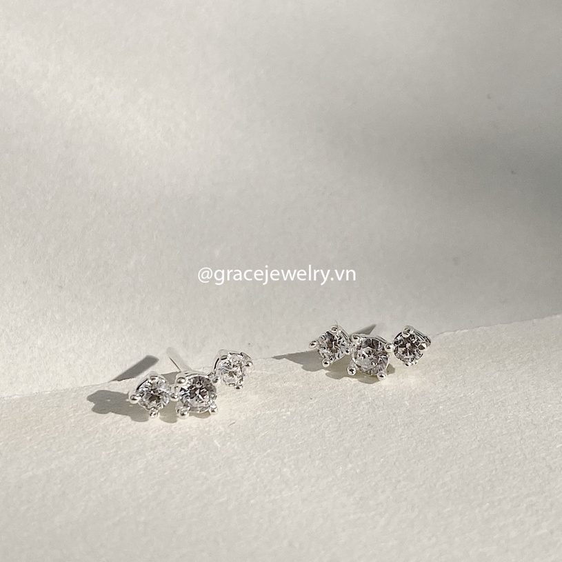 Khuyên tai đá tròn nhỏ Triad Grace Jewelry