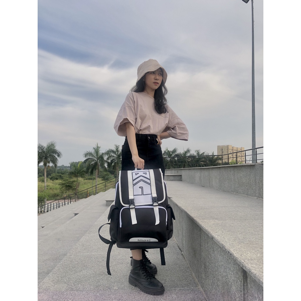 Balo đi học BATTLE ER B.G mẫu x006 black thời trang Unisex Streetwear Backpack