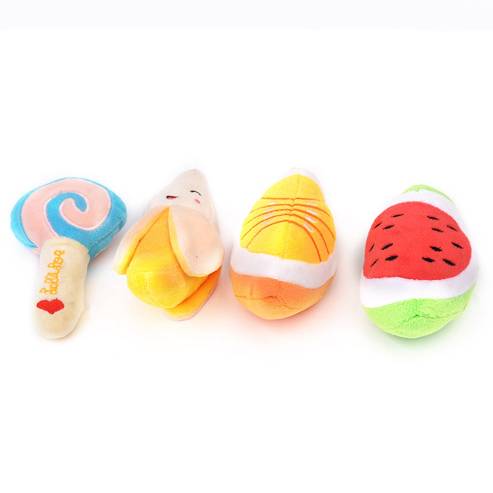 Đồ chơi nhai mọc răng cho chó hình chuối/xương/dâu/dép bông