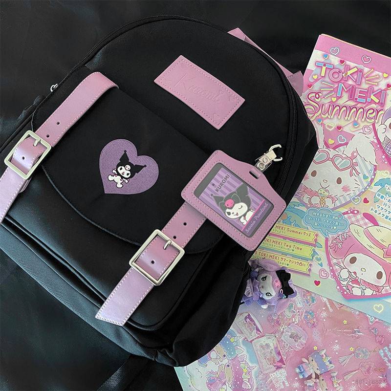 Balo Đi Học Vải Canvas Họa Tiết Sanrio Cinnamon Melody Kuromi Dễ Thương Cho Bé Gái