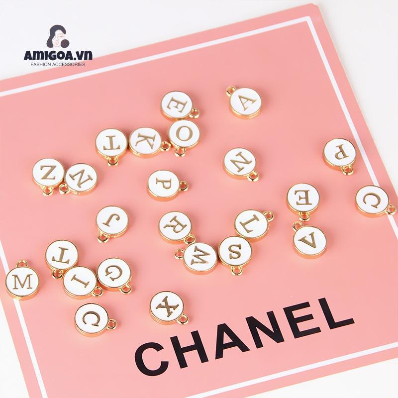✨✨1 Mặt Dây Chuyền Hợp Kim Hai Mặt Hình Chữ Cái DIY