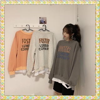 Korean Long Sleeve T-shirt Cute Cotton T-Shirt Print Round neck style plain color fashion female shirt