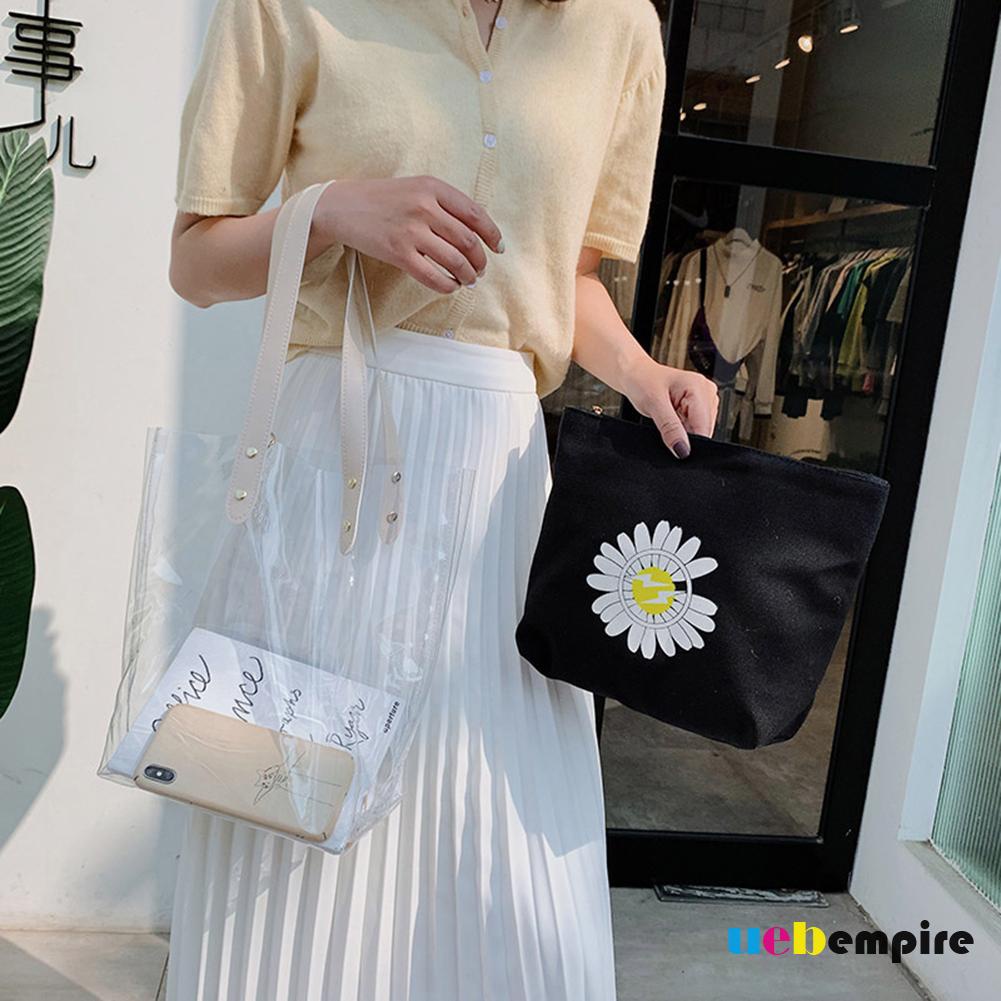 Set 2 túi xách nữ da PU trong suốt thời trang