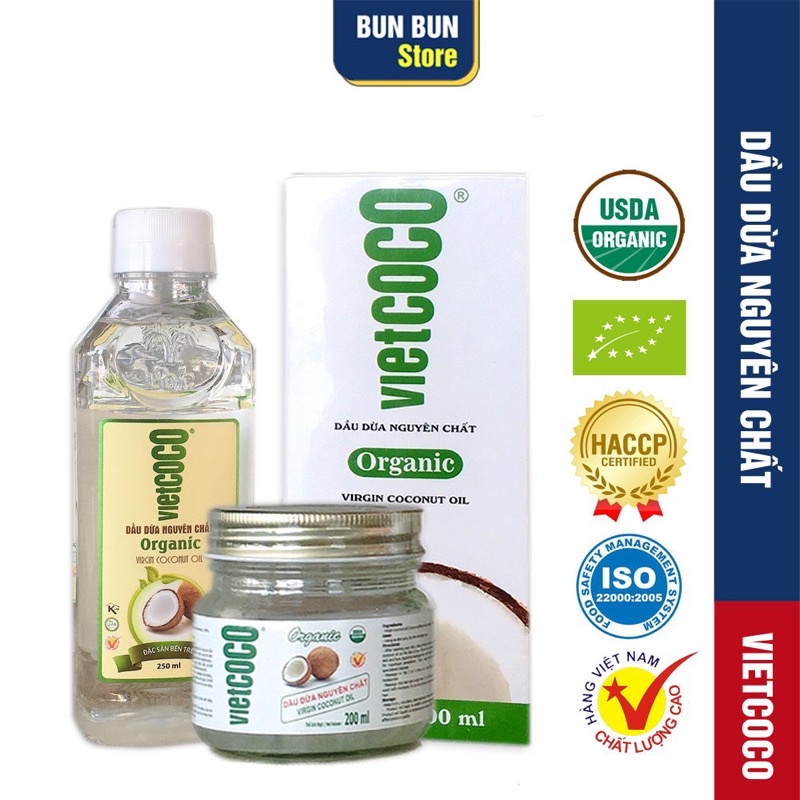 [ Hàng xuất khẩu ] Dầu dừa vietcoco – Dầu dừa Nguyên chất 100% - Đạt chứng nhận hữu cơ USDA Mỹ và Organic Châu Âu.