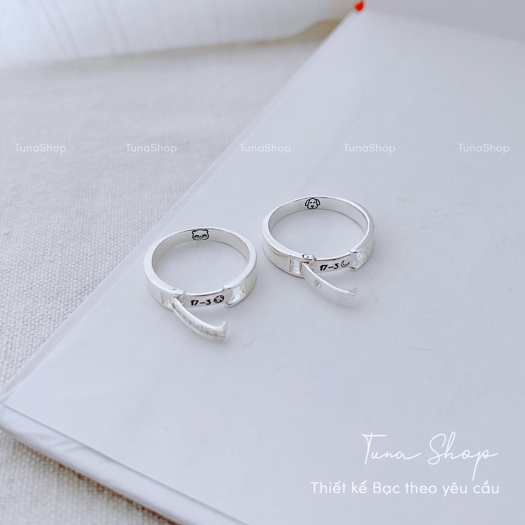 Nhẫn đôi Bạc cao cấp - 𝐊𝐡𝐚̆́𝐜 𝐭𝐡𝐞𝐨 𝐲𝐞̂𝐮 𝐜𝐚̂̀𝐮 - 𝐕𝐢𝐝𝐞𝐨+𝐀̉𝐧𝐡 𝐭𝐡𝐚̣̂𝐭 -Cam kết chuẩn Bạc - TUNA SILVER