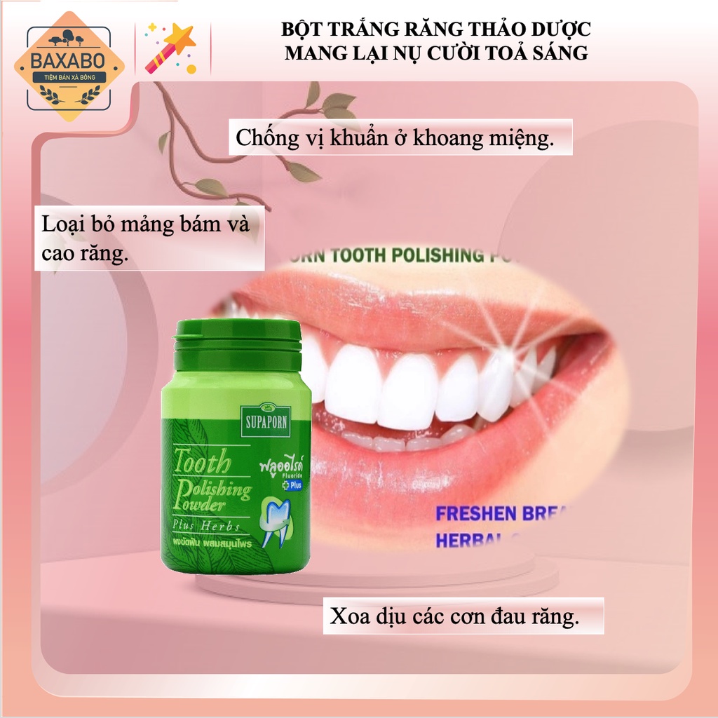 BỘT TRẮNG RĂNG THẢO DƯỢC SUPAPORN THÁI LAN - HÀNG CHÍNH HÃNG - HỦ 90GR