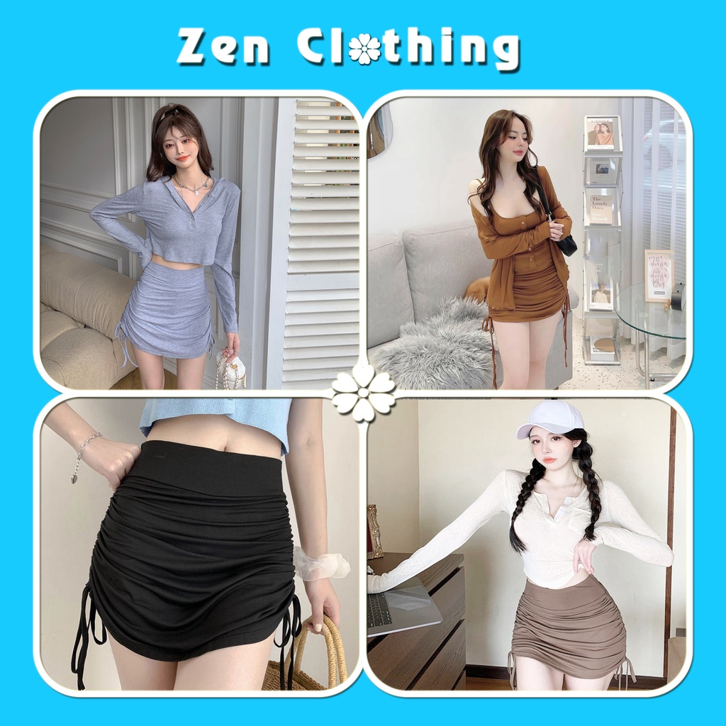 Chân váy rút dây ngắn cạp cao chân váy ngắn chữ a 2 lớp nhiều màu Zen_Clothing CV001