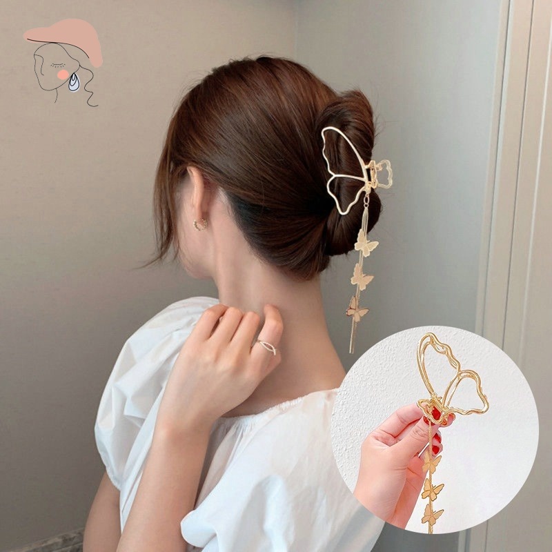 Kẹp Tóc Kim Loại Hình Bướm Thanh Lịch Cho Nữ