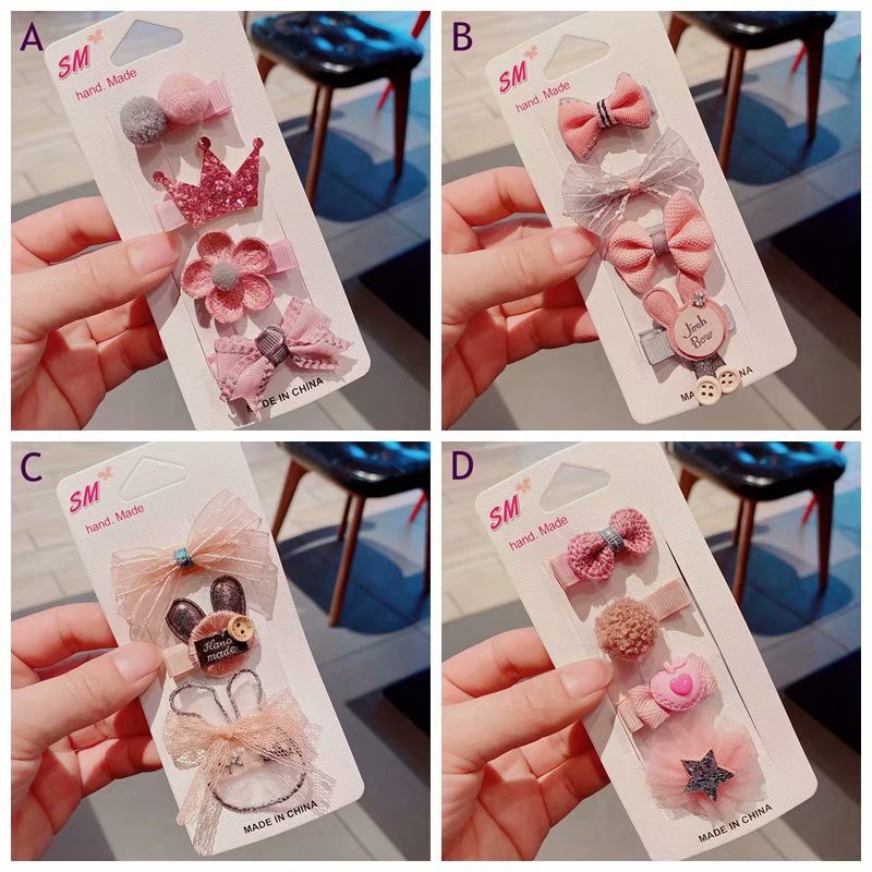 Set 4 Kẹp Tóc Hình Hoa Cho Bé Gái