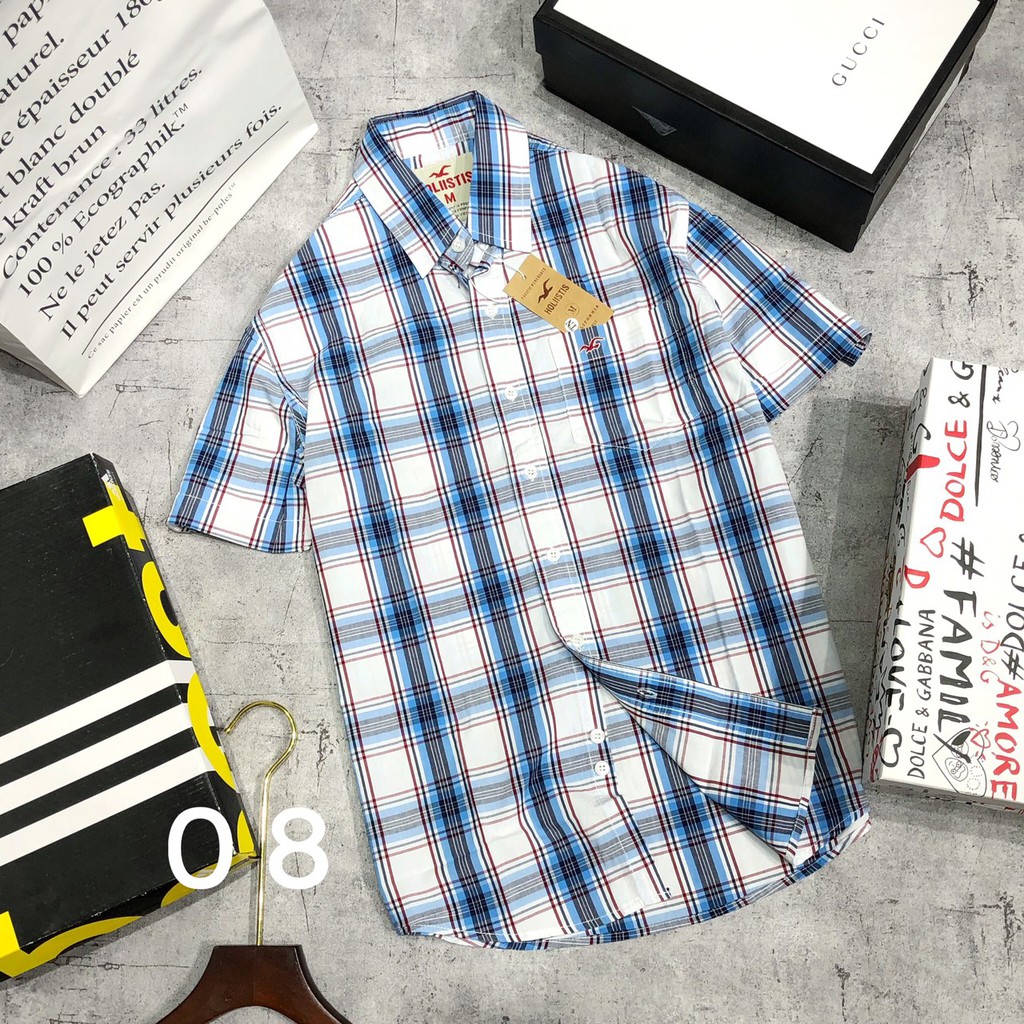 Áo sơ mi công sở kẻ caro ngắn tay nam bigsize cao cấp xuất khẩu SMHOL - 08