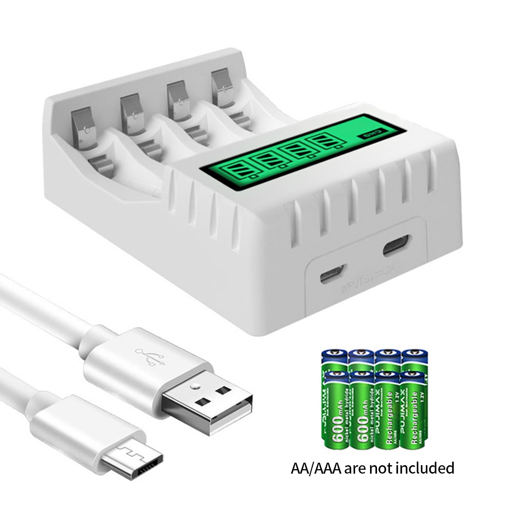 Đồ sạc pin AA AAA 4 ngăn màn hình LCD tiện dụng
