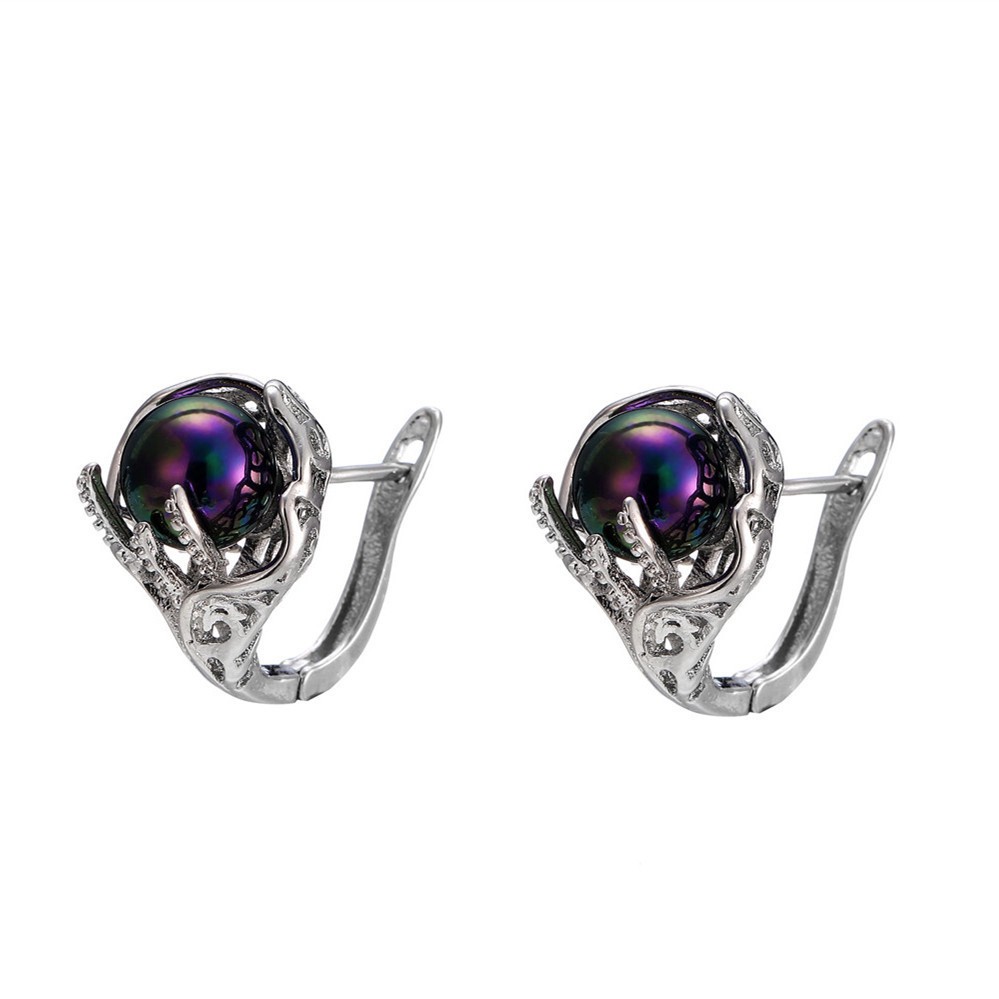 Bông tai mạ bạc 925 đính ngọc trai giả nhiều màu sắc không gây dị ứng