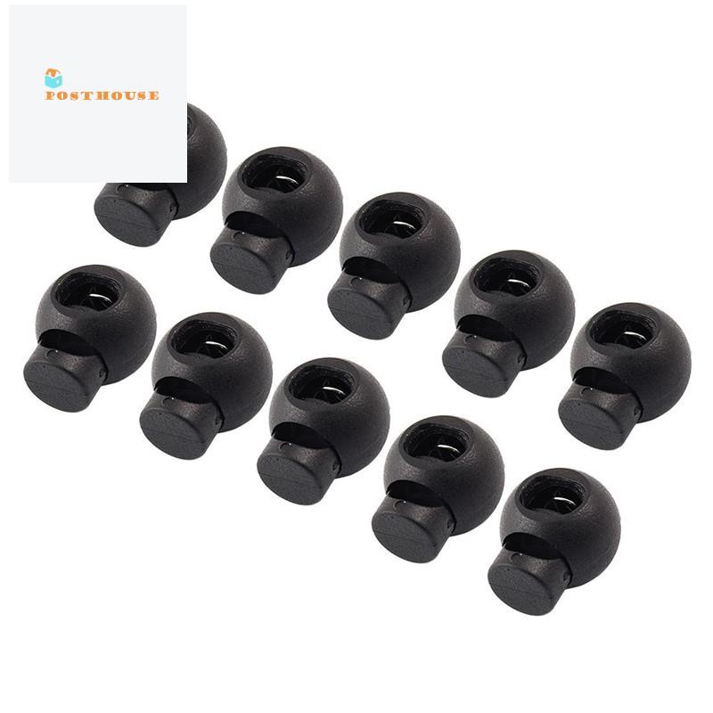 Set 10 nút chặn đầu dây rút lò xo bằng nhựa tròn màu đen tiện dụng