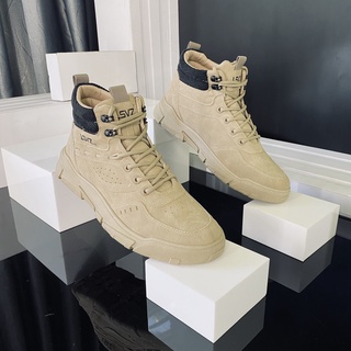 Giày da lộn 🔴𝑭𝑹𝑬𝑬𝑺𝑯𝑰𝑷🔴 Giày thể thao sneakers nam cao cổ da mịn dày dặn - đế cao su đúc siêu bền
