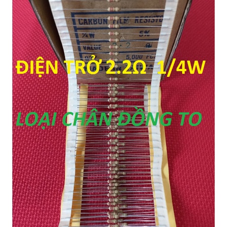 Điện Trở 2.2ôm 2.2ohm 2.2r 1/4W 5% Loại Chân To Bằng Đồng