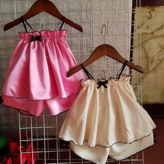 Bộ ngủ lụa 2 dây cho bé gái