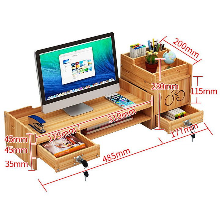 Giá kệ laptop máy tính và để tài liệu để bàn làm việc ngăn kéo có khóa chắc chắn kệ để tài liệu lắp ghép bằng gỗ | WebRaoVat - webraovat.net.vn