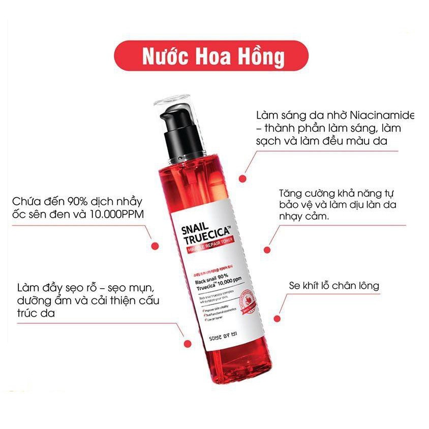 Combo 2SP Dưỡng Ẩm Tái Tạo Phục Hồi Da Chiết Xuất Ốc Sên Some By Mi Snail Truecica Miracle Repair (Toner 135ml +Kem 60g)