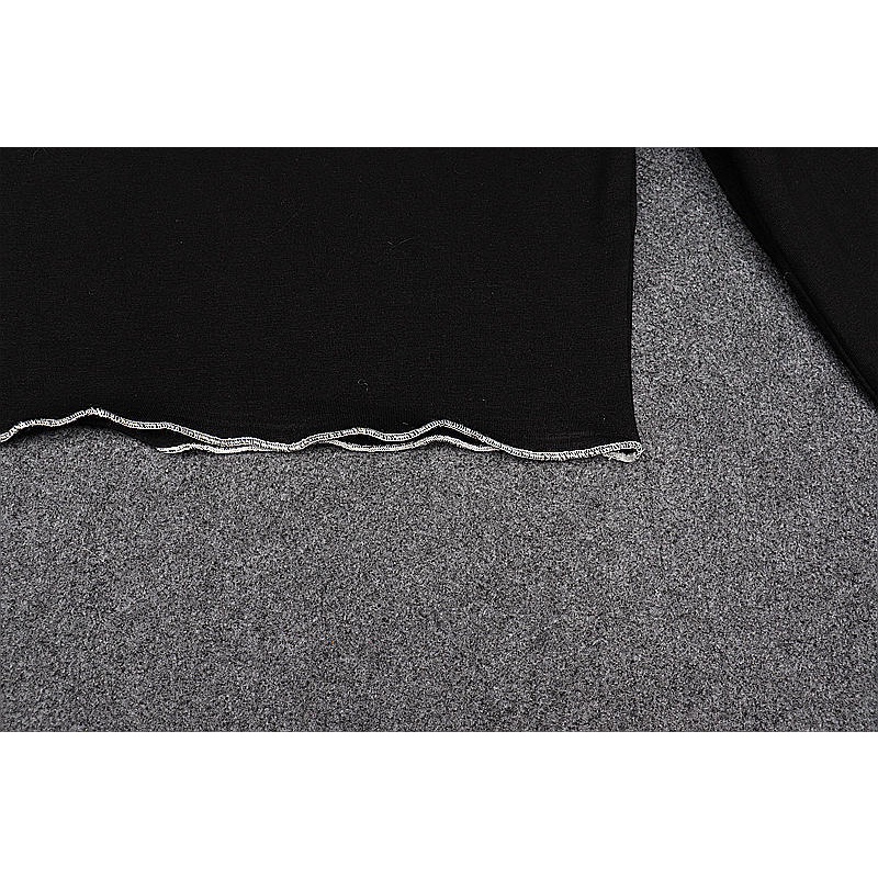 DUNEA Áo Thun Tay Dài Cổ Vuông Màu Sắc Tương Phản Quyến Rũ Cho Nữ 3.3