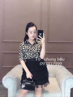 Áo sơ mi lụa hoạ tiết