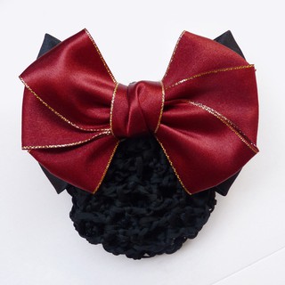 Kẹp Tóc Búi Tóc Búi Lưới Công Sở Nơ Viền Vàng KTG-22