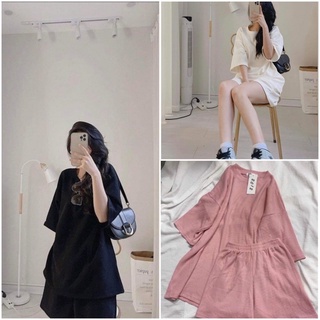 Set bộ đồ nữ mặc nhà, bộ đùi nữ áo tay lỡ trơn mùa hè nhiều màu