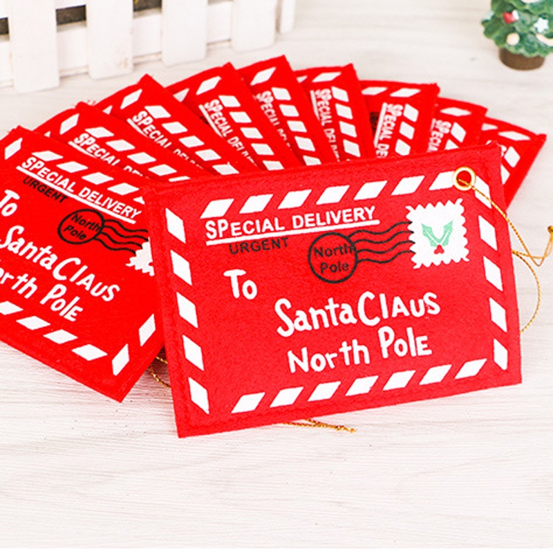 1 Thiệp Giáng Sinh Màu Đỏ Bằng Vải Không Dệt 12.5cm * 8Cm