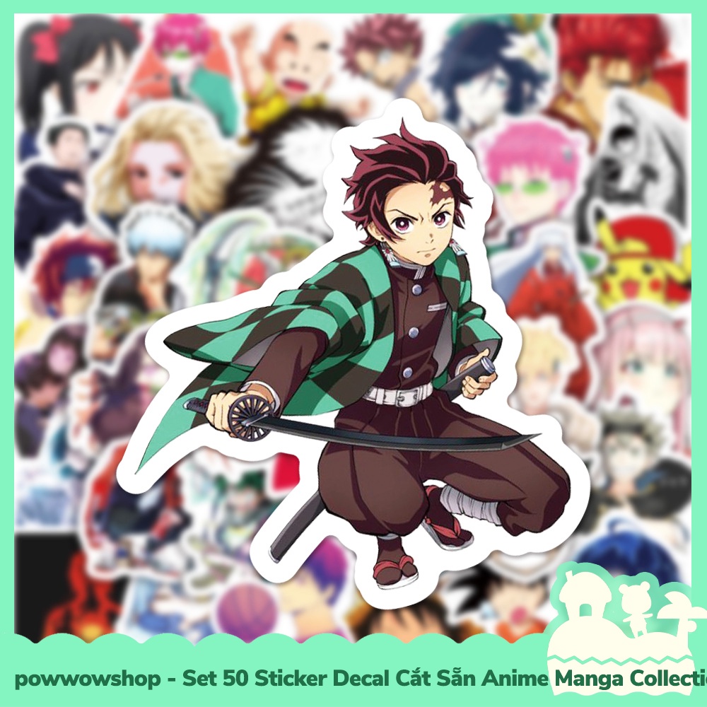 [Sẵn VN - Hỏa Tốc] Set 50 Sticker Mini Decal Dán Trang Trí Vật Dụng Mẫu Nhân Vật Anime Manga Tổng Hộp Collection