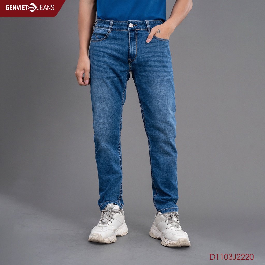 Quần Jeans Nam Genviet Bò Denim Cao Cấp Ống Col Cơ Bản D1103J2220