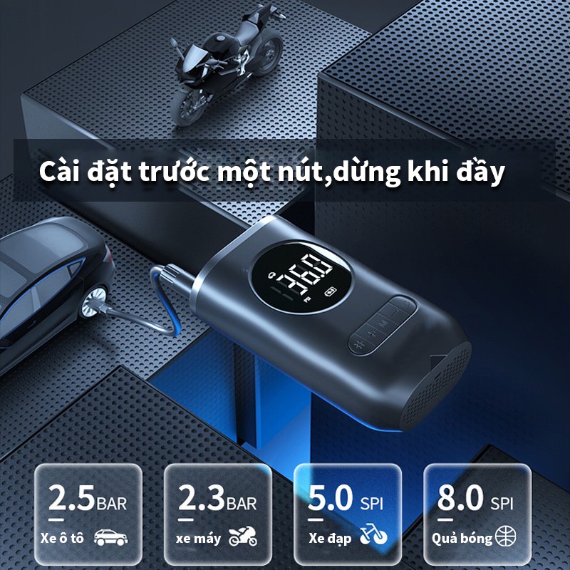 Bơm lốp điện tử đa năng bơm Ô tô Xe máy Xe đạp Bóng tiện dụng