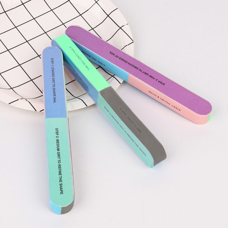 Bộ Dụng Cụ Dũa Móng Tay 7 Mặt Bằng Xốp Acrylic Màu Neon Chất Lượng Cao