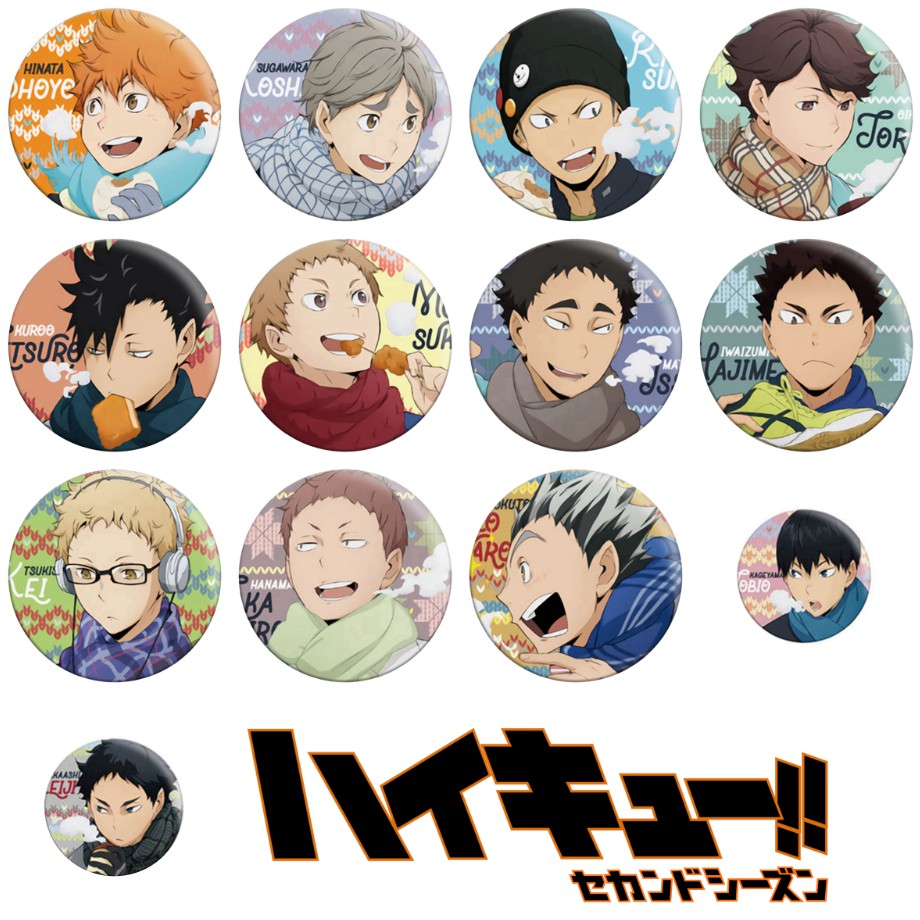 Huy hiệu cài áo IN HÌNH Haikyuu!! Vua bóng chuyền ver mùa đông anime chibi dễ thương tiện lợi