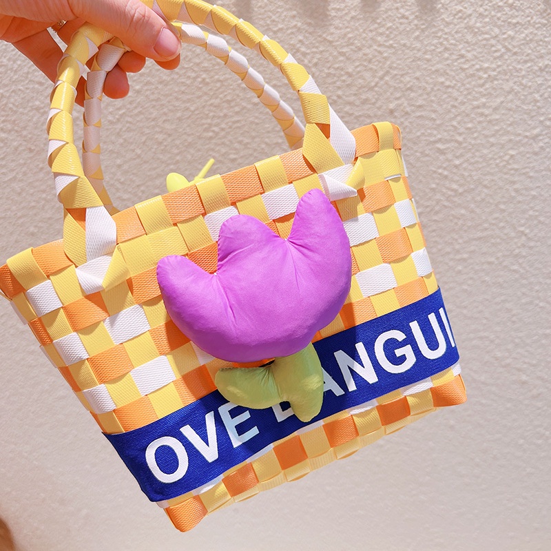 Túi Xách Hoa Tulip Ba Chiều Bằng Vải Cotton Dệt In Chữ Cá Tính Nhiều Màu Sắc