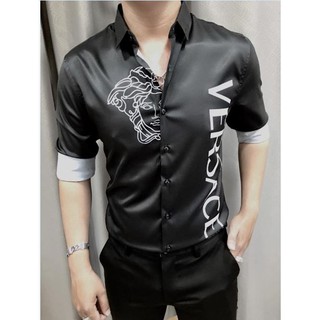 Áo sơ mi nam cao cấp đen lụa thời trang MS040