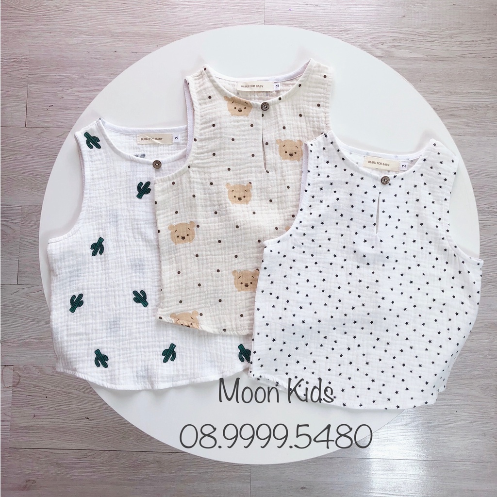 Set Ba Lỗ Hoạ Tiết Đáng Yêu Cho Bé Chất Muslin Thấm Hút