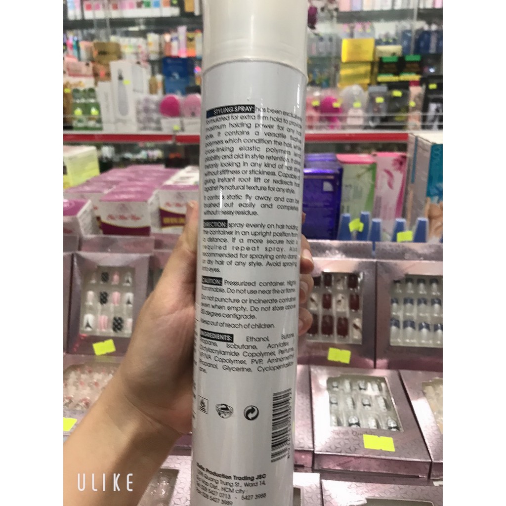 [chuẩn hàng cty 100%] keo xịt tóc KELLA  HAIR STYLING nắp trắng giúp giữ nếp tóc ổn định chai 420ml