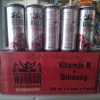 Tăng lực dâu Warrior Thái 325ml nhập khẩu Thái lan  thùng 24 lon