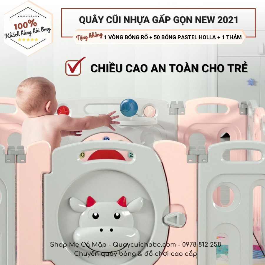 [Xả kho] Quây cũi nhựa gấp gọn 2021 TẶNG BÓNG RỔ, BÓNG THẢM, hiệu Little Sheep nhựa an toàn