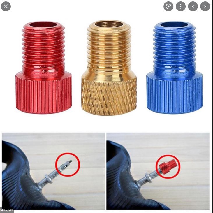 Đầu chuyển đổi chân van bơm xe đạp bằng nhôm - bộ 2 cái