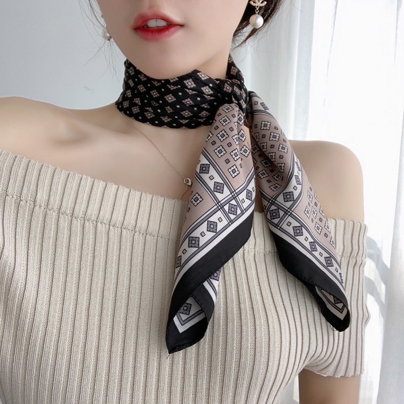 Khăn turban vuông kẻ ô nhỏ bandan cột áo yếm size 70cm - Maben