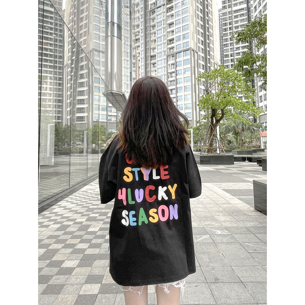 Áo thun trơn unisex 4lucky 6036 - tay lỡ form rộng oversize streetwear
