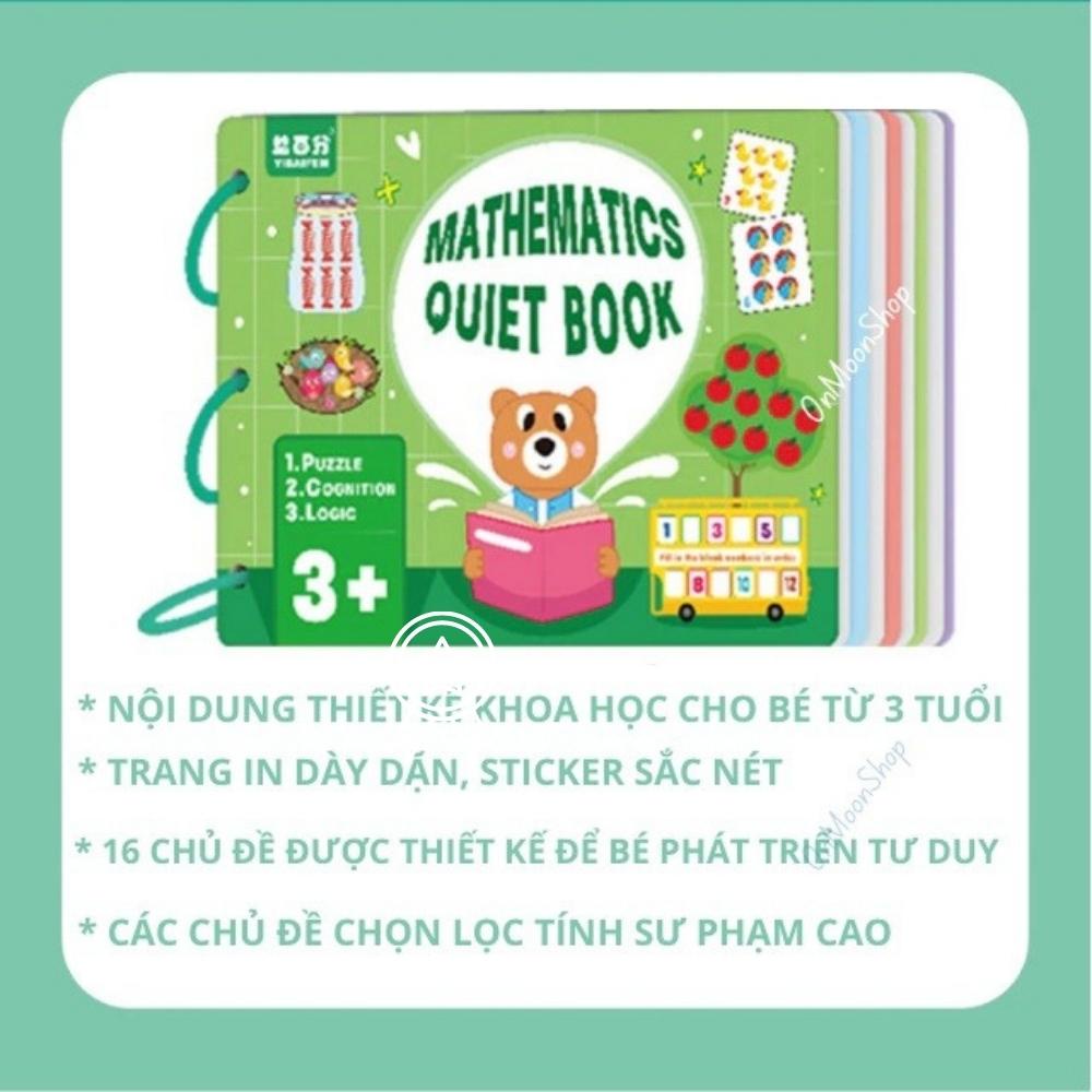 Học Liệu Bóc Dán Toán Học Thông Minh Đầu Đời Cho Bé Mathetics Quiet Book, Học Liệu Bóc Dán Montessori