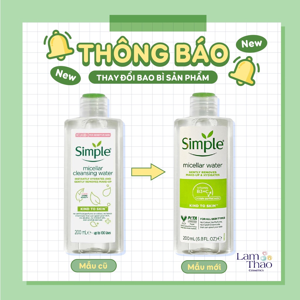 Nước Tẩy Trang Simple Kind To Skin Micellar Cleansing Water