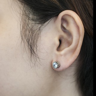 Khuyên nụ đá trắng WHITE DIAMOND Bạc Thái Ảnh thật