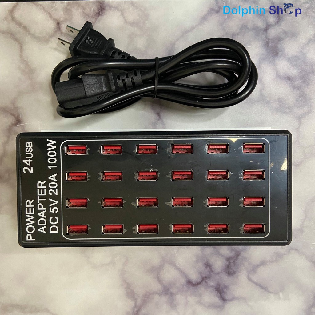Bộ Sạc 24 Cổng USB 5V-20A 100W Cho Điện Thoại, Máy Tính Bảng - Hàng Loại 1 - Bảo Hành 6 Tháng 1 Đổi 1