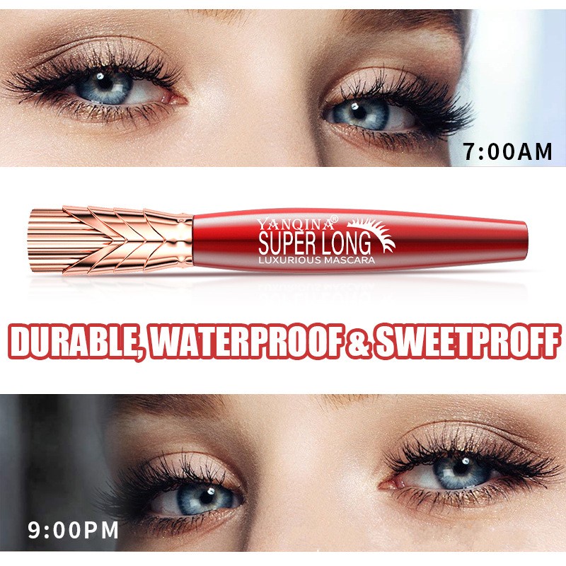 Mascara Yanqina Sợi Tơ 4D Chống Thấm Nước Làm Dài Dày Và Cong Mi Lâu Trôi