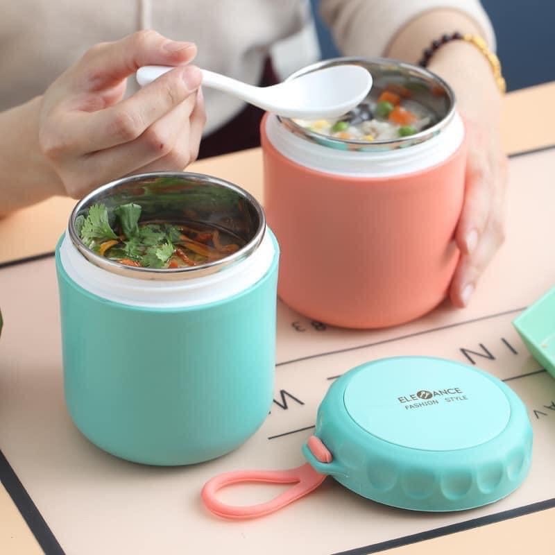 Bình ủ cháo cho bé, cốc đựng canh ruột inox giữ nhiệt, tặng kèm muỗng