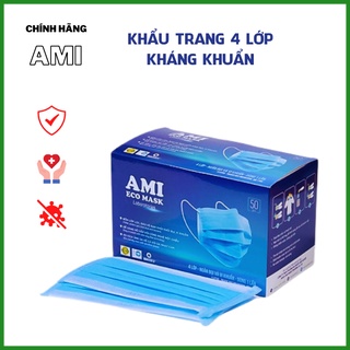 Khẩu Trang Y Tế 4 Lớp Kháng Khuẩn Ami Chính Hãng ( 50 chiếc 1 Hộp)