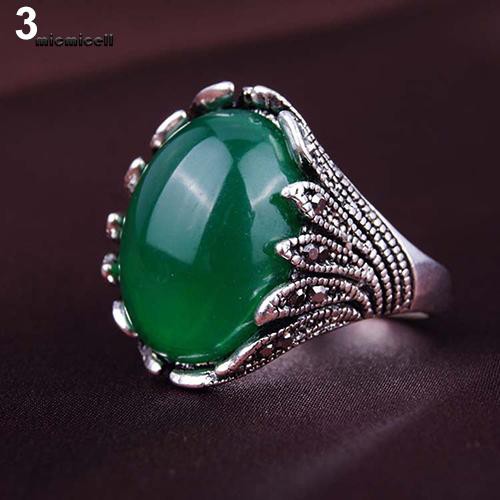 Nhẫn mạ vàng/bạc đính đá opal độc đáo phong cách vintage cho nam/nữ