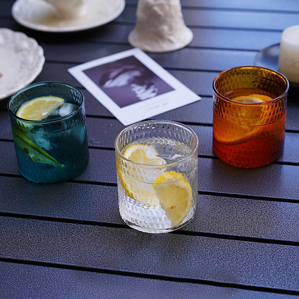 YIYU 1 cốc thủy tinh trong suốt 200ml họa tiết chấm bi phong cách vintage